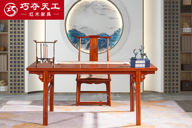 瓜棱腿云紋茶臺桌