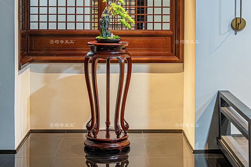 高束腰五足圓香幾